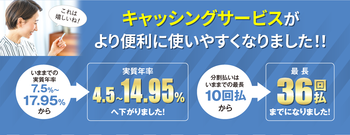 キャッシングサービスがより便利に使いやすくなりました！